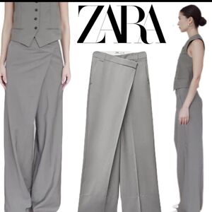 ZARA WOMAN COLLECTION WOOL VEST WOOL S And TROUSERS WITH AN ASYMMETRIC WAIST M